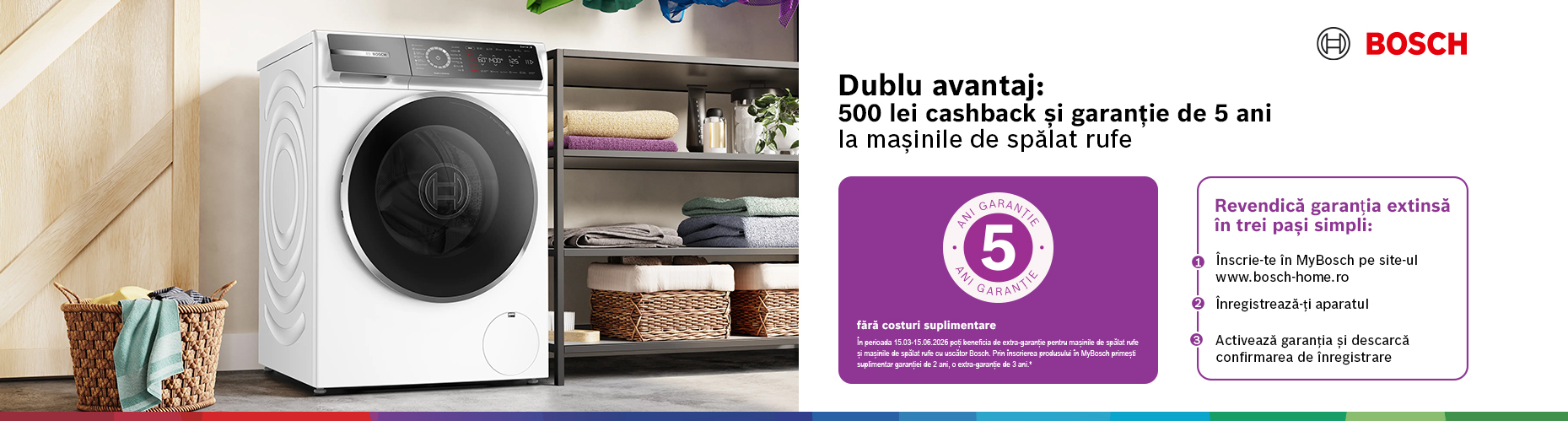 Cash-back 500 de lei + garantie extinsa la masinile de spalat rufe